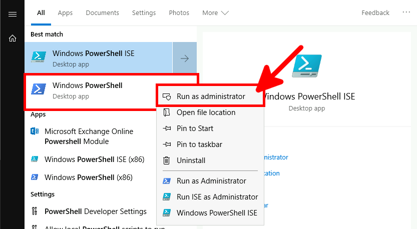 Windows 10 | Start a PowerShell admin console