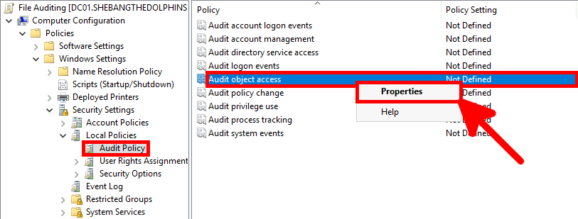 Configure the Audit policy GPO