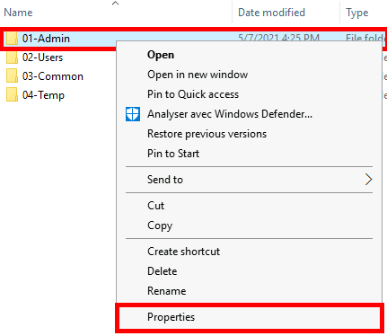 windows explorer, right click on a folder menu