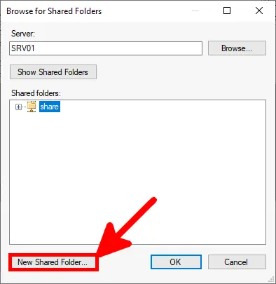 DFS Management | Add folder target, Browse for Shared Folders window