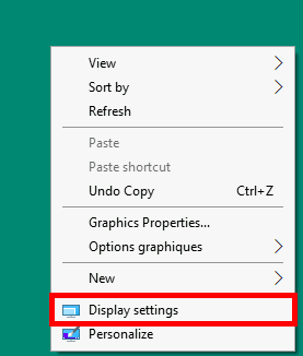 Windows 10 Desktop right click menu