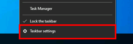 Windows 10 taskbar settings menu