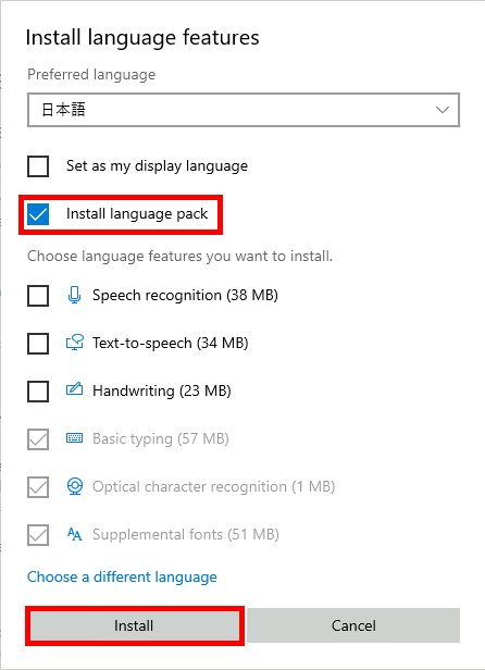 Windows 10 Install languages features