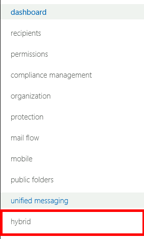 microsoftonline.com hybrid menu