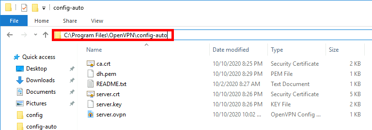 OpenVPN on Windows config-auto folder