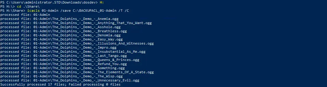 PowerShell | icacls save ACLs