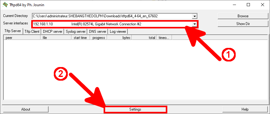 TFTPD64 : an opensource IPv6 ready TFTP server/service for windows : TFTP  server