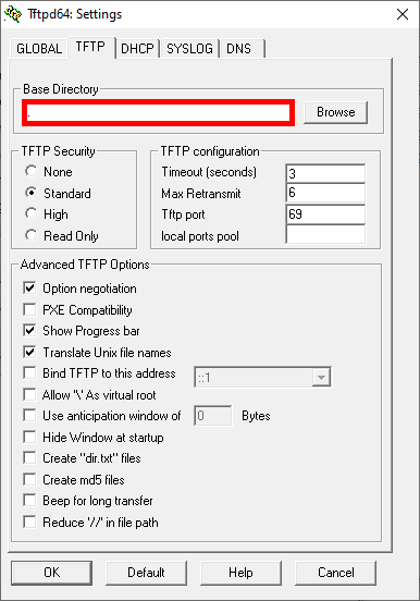 TFTPD64 : an opensource IPv6 ready TFTP server/service for windows : TFTP  server