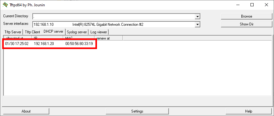 TFTPD64 : an opensource IPv6 ready TFTP server/service for windows : TFTP  server